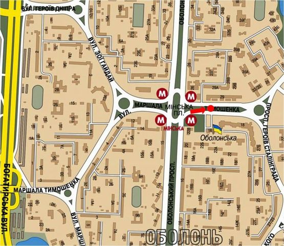 Схема рекламної площини за адресою Тимошенко ул., 29, разделитель, возле супермаркета "Фокстрот", в сторону Героев Сталинграда пр.