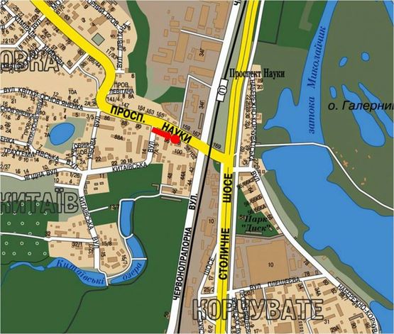 Схема рекламной плоскости по адресу Науки пр., 98 / Науки пр., 102, сторону Столичное шоссе