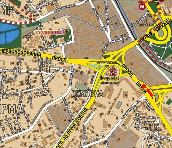 Схема рекламної площини за адресою Науки пр., 6, разделитель, в сторону Демеевская пл. (бывш. Московская пл.)