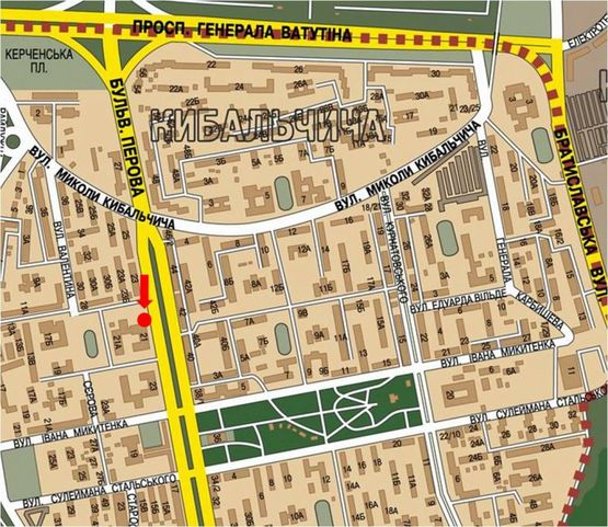 Схема рекламной плоскости по адресу Перова бул., 21, за перекрестком, в сторону Соборности пр. (бывш. Воссоединения пр.)