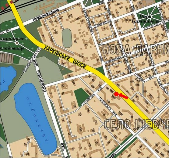 Схема рекламной плоскости по адресу Харьковское шоссе, 51, возле супермаркетов "Сильпо", Фокстрот", в сторону Дарницкая пл. (бывш. Ленинградская пл.)