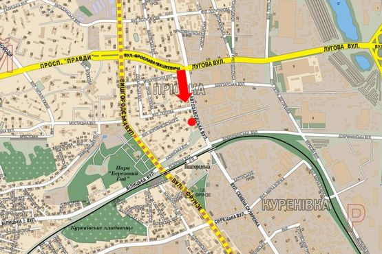 Схема рекламної площини за адресою Автозаводская ул., 7, в сторону центра, на светофоре, разделитель