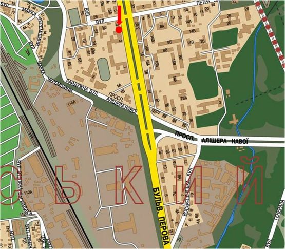 Схема рекламної площини за адресою Перова бул., 3, в сторону Броварской пр.
