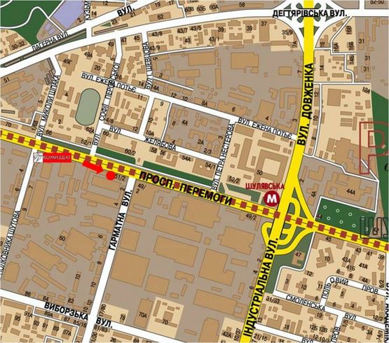 Схема рекламної площини за адресою Победы пр., 51-2 / Гарматная ул., в центр