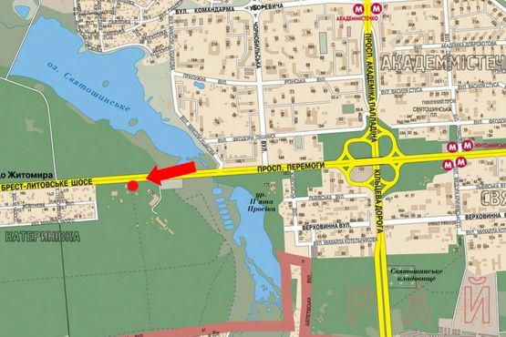 Схема рекламной плоскости по адресу Победы пр., 139, из центра