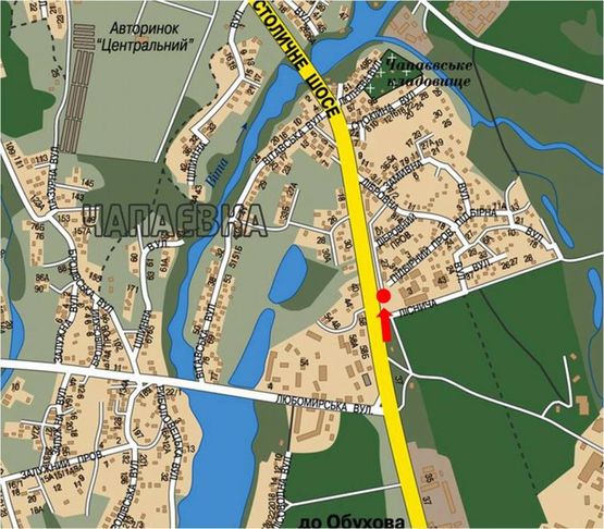 Схема рекламной плоскости по адресу Столичное шоссе / Лесничная ул., в Киев