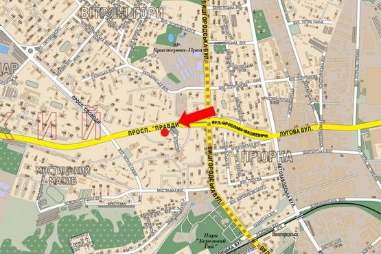 Схема рекламной плоскости по адресу Правды пр., 6, разделитель, в сторону Ужвий ул.