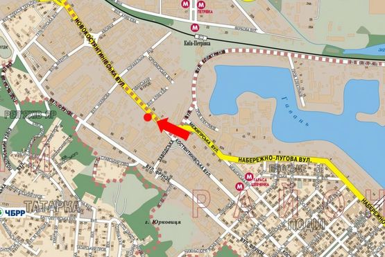 Схема рекламної площини за адресою Новоконстантиновская ул., 2, в сторону Бандеры пр. (бывш. Московский пр.)