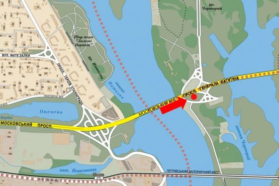 Схема рекламної площини за адресою Ватутина пр., 130м к остановки "парк Дружбы Народов", в сторону ж/ м "Троещина"