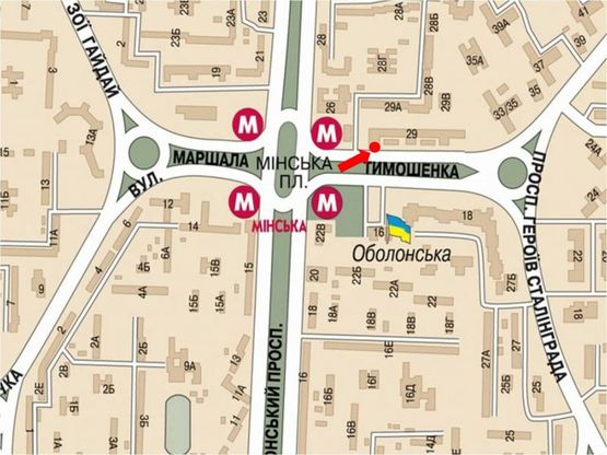 Схема рекламної площини за адресою Тимошенко ул., 29, разделитель, возле супермаркета "Фокстрот", в сторону Героев Сталинграда пр.