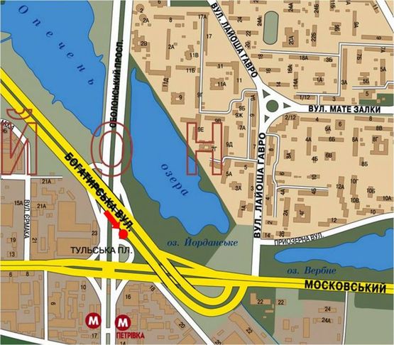 Схема рекламной плоскости по адресу Оболонский пр., в сторону Бандеры пр. (бывш. Московский пр.)