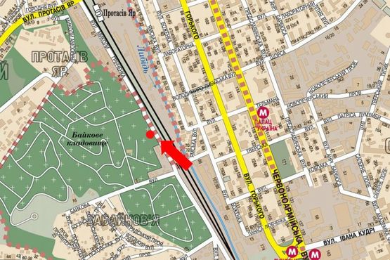 Схема рекламной плоскости по адресу Гринченко ул., в сторону Протасов Яр ул.