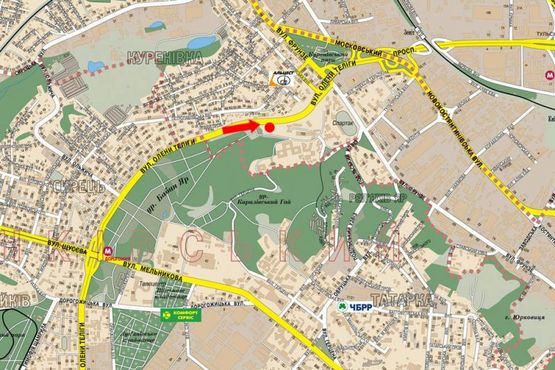Схема рекламної площини за адресою Телиги ул., 15, напротив Петропавловская ул., в сторону Петровки