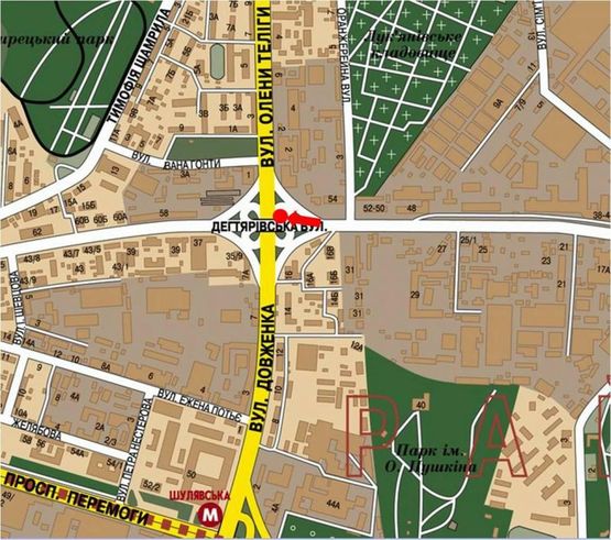 Схема рекламной плоскости по адресу Дегтяревская ул., 33-Б, заезд на Телиги ул., в сторону ст. м. "Берестейская"