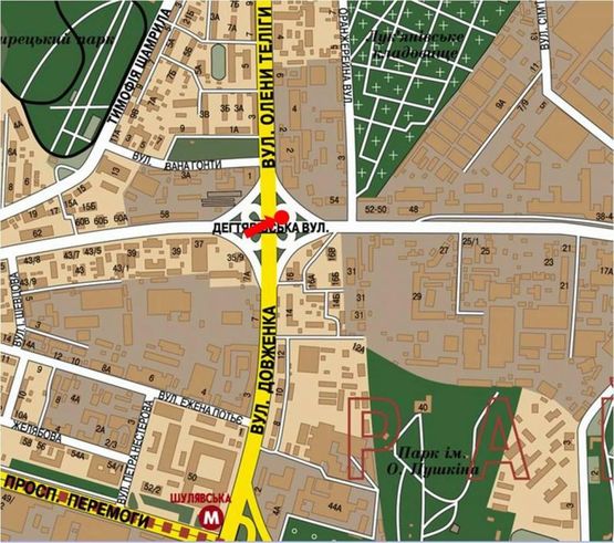 Схема рекламної площини за адресою Дегтяревская ул., 33-Б / Телиги ул., на мосту, в сторону ст. м. "Лукьяновка"