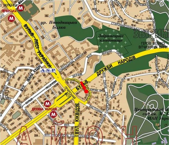 Схема рекламної площини за адресою Кургановская ул. / Дружбы народов бул., в сторону заезда на Бастионная ул.