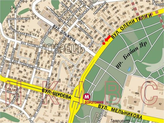 Схема рекламной плоскости по адресу Телиги ул., 35, напротив, в сторону ст. м. "Дорогожичи"