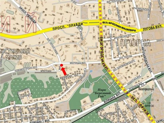 Схема рекламної площини за адресою Мостицкая ул., 11, левый, Роддом №2