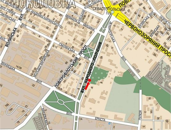 Схема рекламної площини за адресою Народного Ополчения ул., 7, в сторону Севастопольска пл.