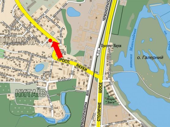 Схема рекламной плоскости по адресу Науки пр., 82, в сторону автовокзала