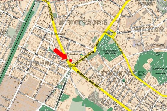 Схема рекламної площини за адресою Чоколовский бул. / Севастопольская пл., супермаркет "Сильпо", в сторону Лобановского пр. (бывш. Краснозвездный пр.)