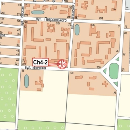 Схема рекламной плоскости по адресу Сагайдачного Гетьмана ул. (Ватутина ул), 168 (продуктовые магазины, АЗС "УркНафта", СШ №13), в направл. ул. В.Черновола