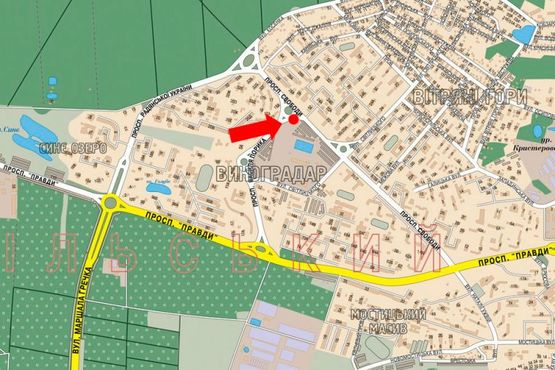 Схема рекламной плоскости по адресу Свободы пр. / Порика ул., возле рынка "Виноградарский", супермаркета "Фокстрот", разделитель, в сторону ул. Светлицкого