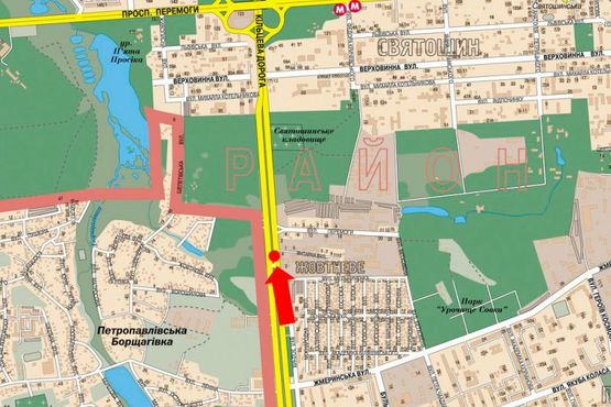 Схема рекламной плоскости по адресу Кольцевая дорога / Победы ул., разделитель, в сторону Победы пр.