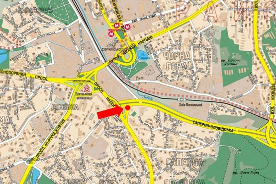 Схема рекламної площини за адресою Саперно-Слободская ул., в сторону мост Южный