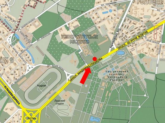 Схема рекламной плоскости по адресу Глушкова пр. / ВДНХ, ст. м. "Выставочный центр", в центр