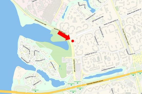 Схема рекламной плоскости по адресу Днепровская Набережная / Тальневская ул., в сторону Бажана пр.