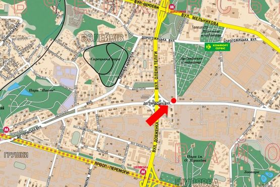 Схема рекламной плоскости по адресу Дегтяревская ул., 50-52 / Оранжерейная ул., автосалон "Audi", в сторону ст. м. "Лукьяновская", правая