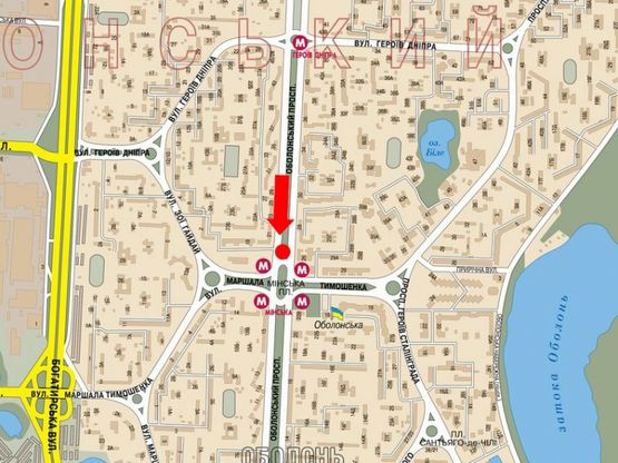 Схема рекламної площини за адресою Оболонский пр., 21, ст. м. "Минская", ТРЦ "Dream Town", "McDonald's"