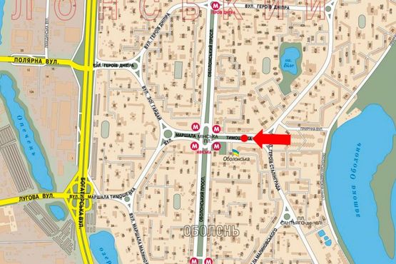 Схема рекламной плоскости по адресу Тимошенко ул., 18, разделитель, в сторону ст. м. "Минская"