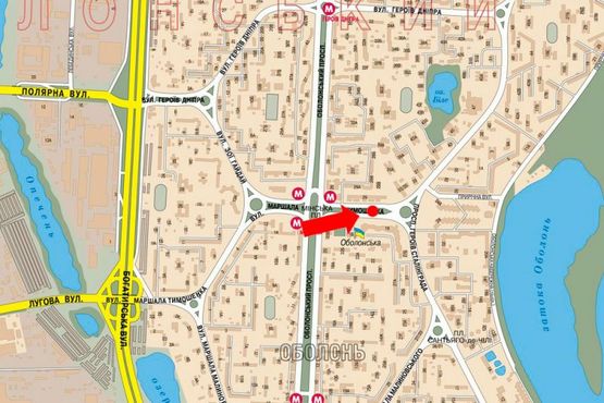 Схема рекламної площини за адресою Тимошенко ул., 18, разделитель, ст. м. "Минская", в сторону Героев Сталинграда пр.