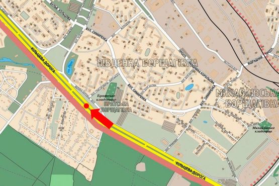 Схема рекламної площини за адресою Кольцевая дорога, возле супермаркета "Край", в сторону Победы пр.