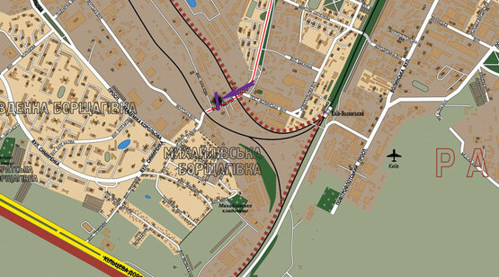 Схема рекламной плоскости по адресу пр. Отрадный,52, направление к строительному супермаркету "Практикер"
