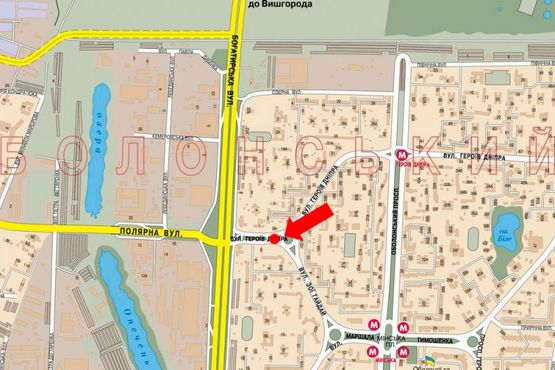 Схема рекламной плоскости по адресу Героев Днепра ул., 6 / Гайдай ул., развязка, в сторону ТРЦ "Караван", Богатырской ул.