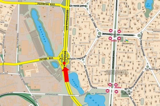 Схема рекламной плоскости по адресу Богатырская ул. / Тимошенко ул., разделитель, в сторону ст. м. "Минская"