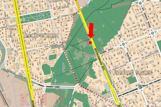 Схема рекламной плоскости по адресу Братиславская ул. / Лесной пр., в сторону рынок "Юность", перед АЗС "ТНК"