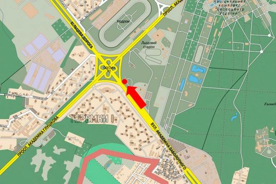 Схема рекламной плоскости по адресу Заболотного ул. - Одесская пл., возле супермаркета "Магелан", в сторону Глушкова пр.