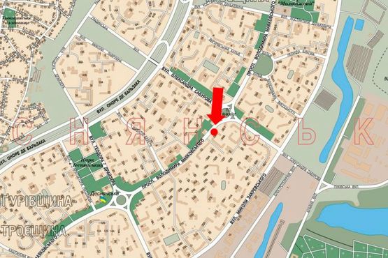 Схема рекламной плоскости по адресу Маяковского пр., 34 / Сабурова ул., в сторону Ватутина пр.