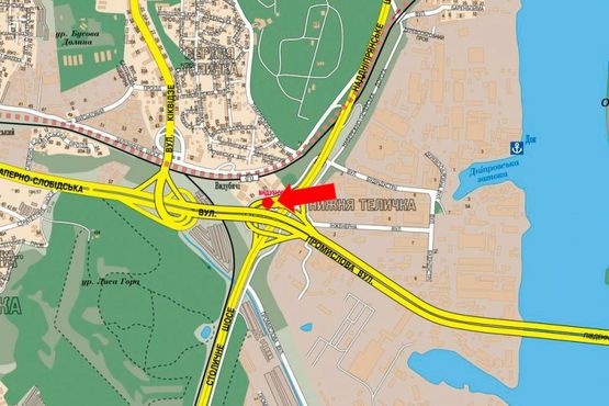 Схема рекламної площини за адресою Южный мост / Надднепрянское шоссе, левая, в сторону Столичное шоссе