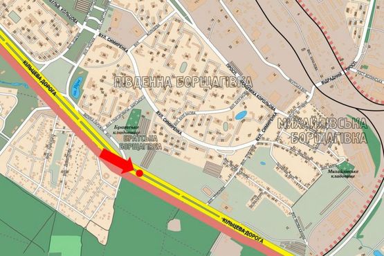 Схема рекламной плоскости по адресу Кольцевая дорога, супермаркет "Край", возле газовой АЗС, в сторону Теремки