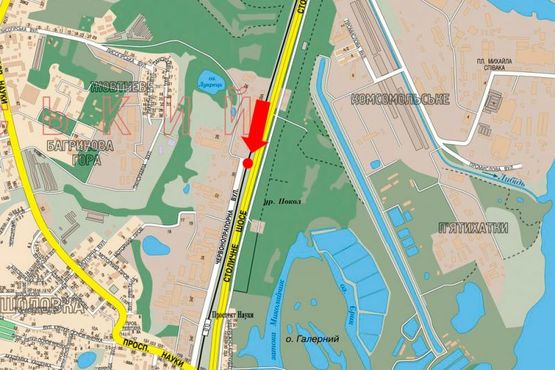 Схема рекламної площини за адресою Столичное шоссе / Пироговский путь ул. (бывш. Краснознаменная ул.), возле АЗС "Shell", в сторону Конче-Заспы