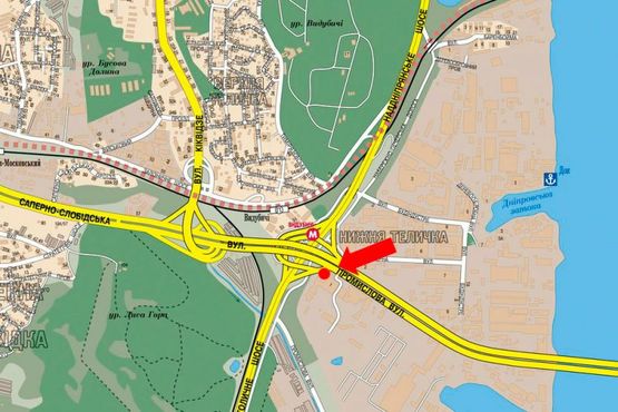 Схема рекламної площини за адресою Промышленная ул., мост Южный, в центр