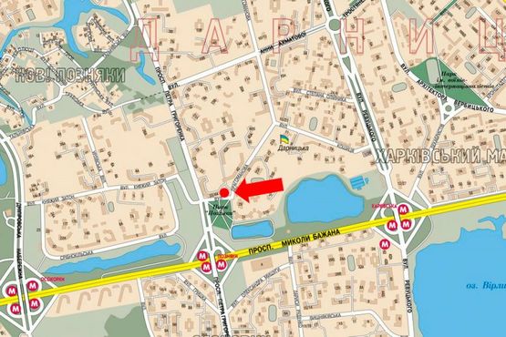 Схема рекламной плоскости по адресу Драгоманова ул., 44, возле ресторана "Мураками", ТРЦ "Элтикс", в сторону Григоренка пр.