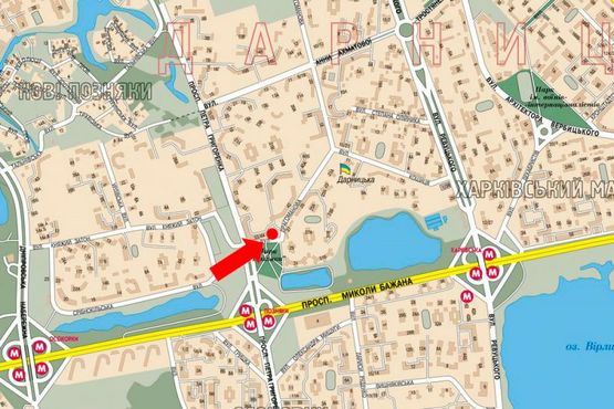 Схема рекламной плоскости по адресу Драгоманова ул., 44, возле ресторана "Мураками", ТЦ "Элтикс", в сторону Кошица ул.