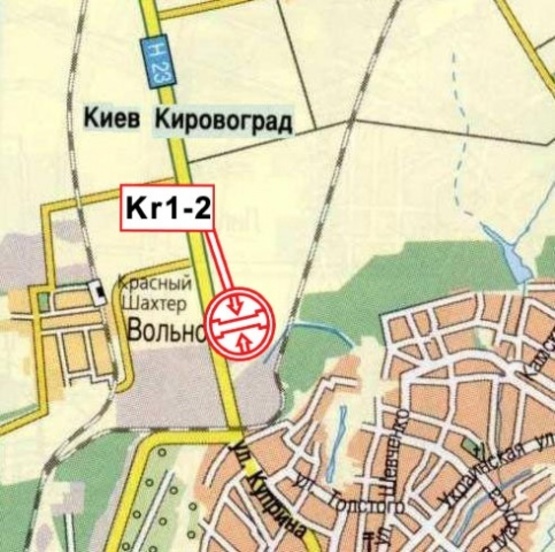 Схема рекламной плоскости по адресу Трасса Н23, (АЗС "Элин", Райдержветмед),, въезд в город со стороны Кировограда