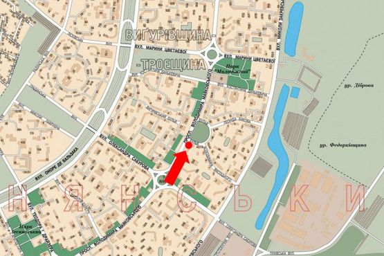 Схема рекламної площини за адресою Маяковского пр., 40, в сторону Цветаевой ул.